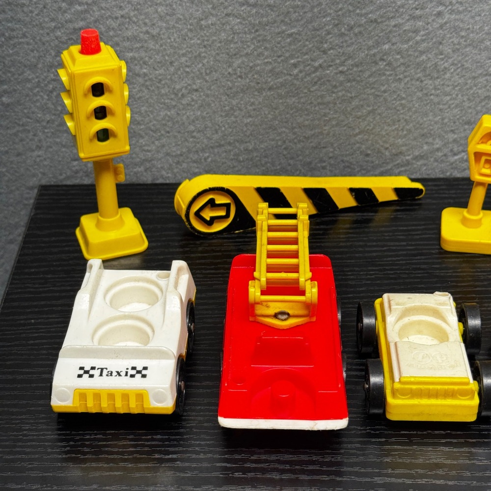 Fisher-Price Little People Vintage 1980s Vehicle & Accessory Lot Fire Truck Taxi - Picture 2 of 16